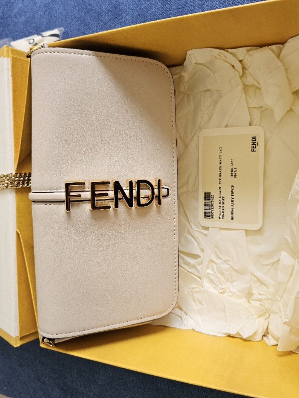 Fendi Pale Pink Leather Logo Chain Crossbody